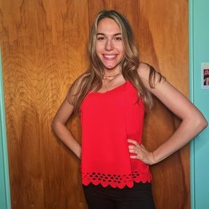 Summer olen back red top